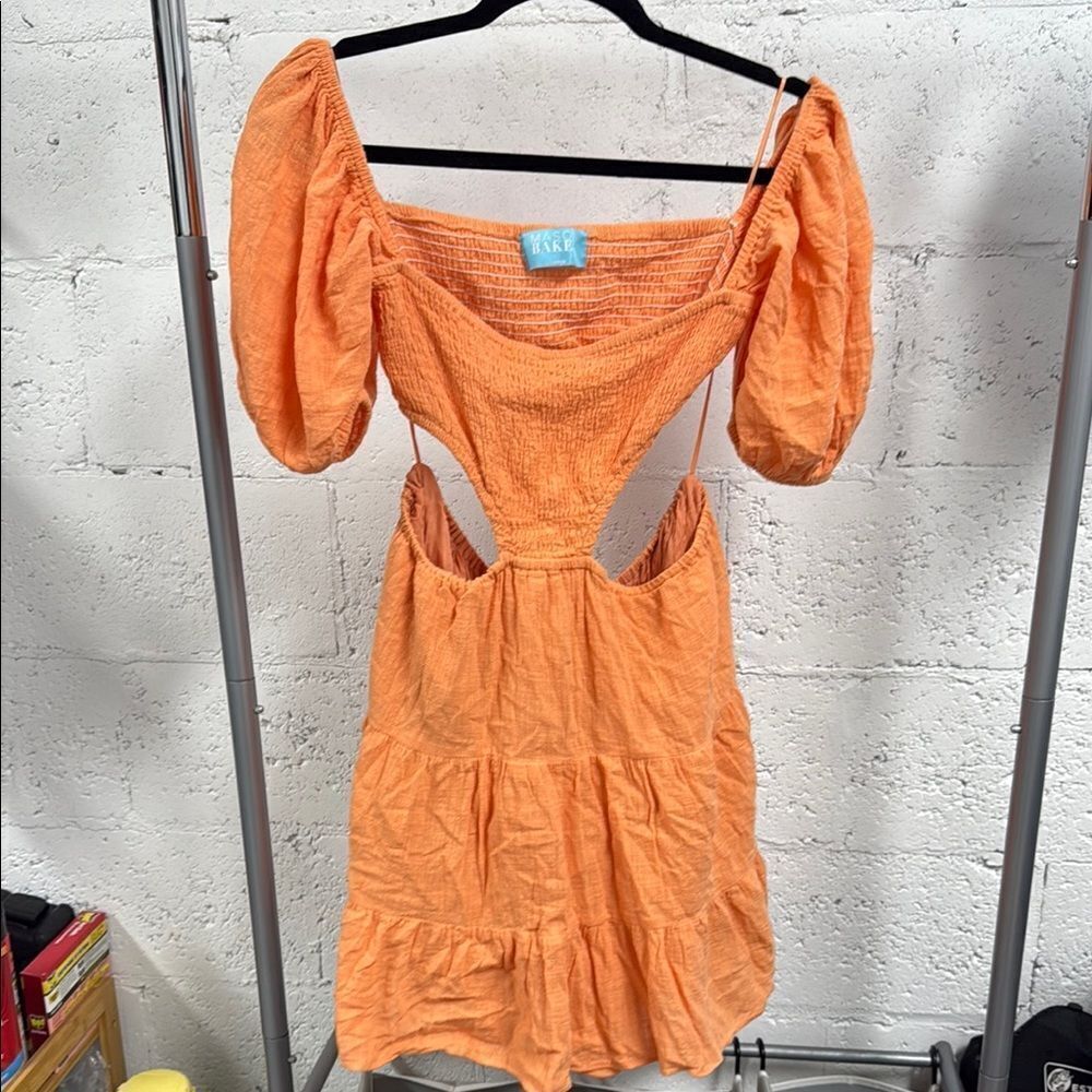 Mason Baker Orange Ruffled Cut-Out Sundress Size Large - Excellent Condition